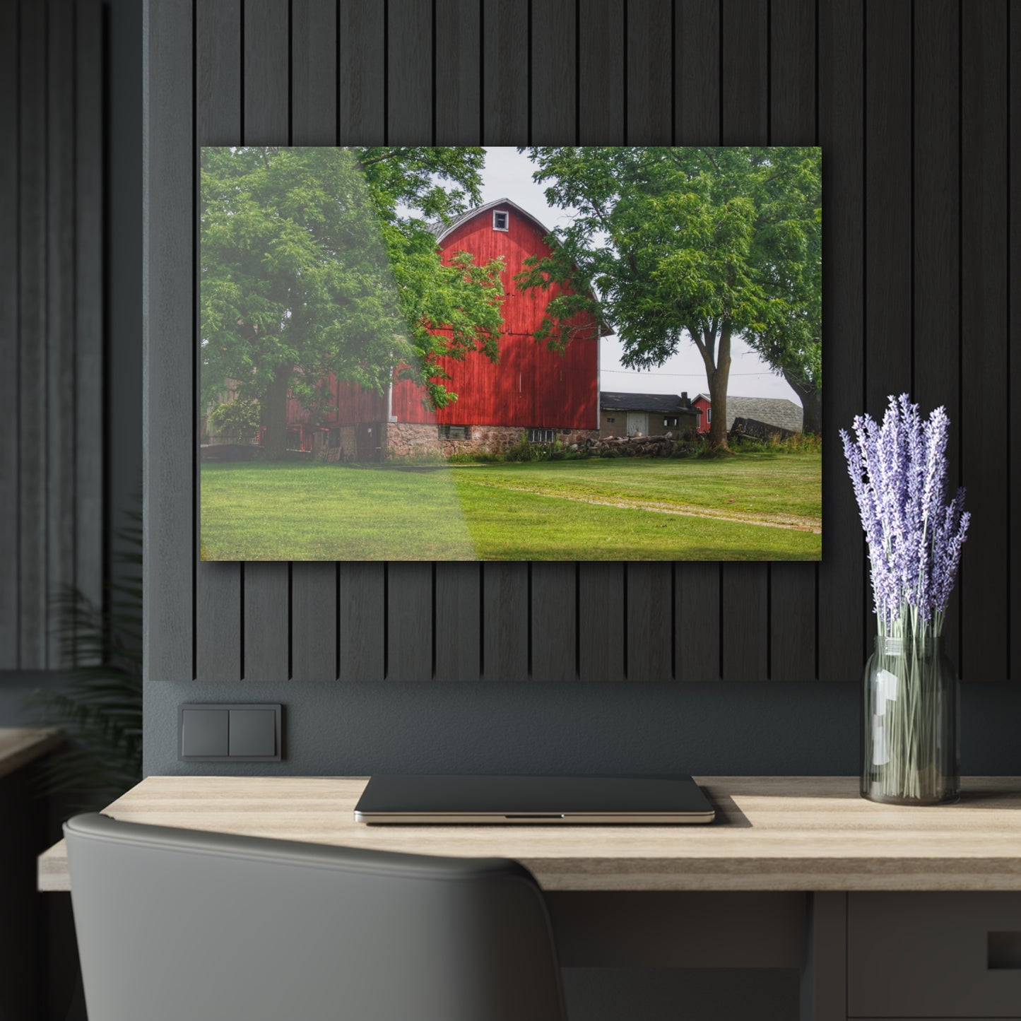U R There Photography Summer Fieldstone Red Rustic Farmhouse Acrylic Wall Print
