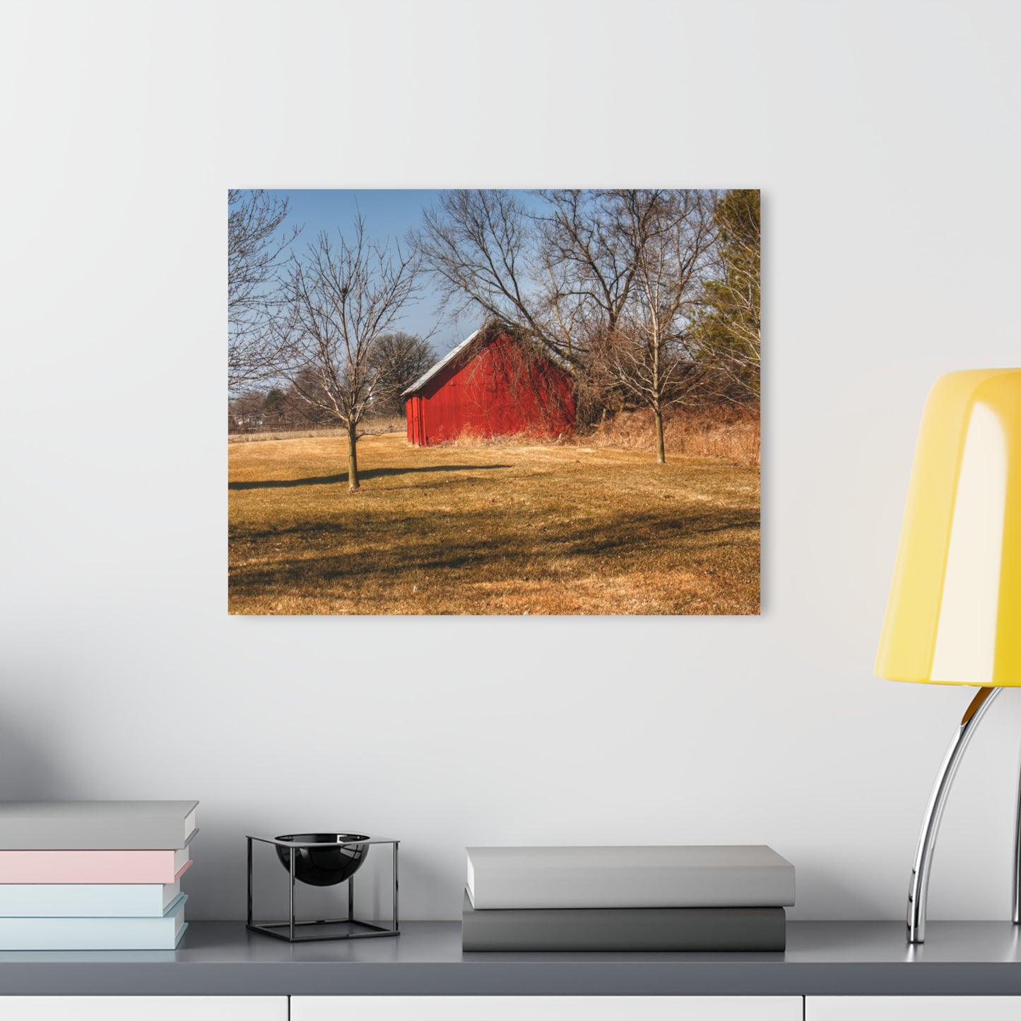 U R There Photography Romeo Plank Little Red Rustic Farmhouse Acrylic Analog Wall Clock