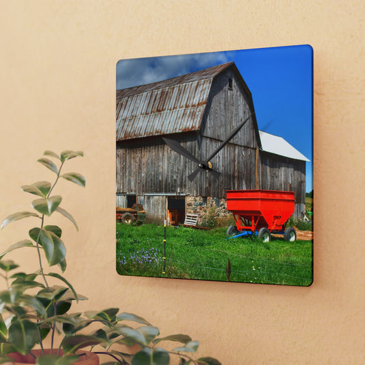 U R There Photography Kings Mill Grey Rustic Farmhouse Acrylic Analog Wall Clock