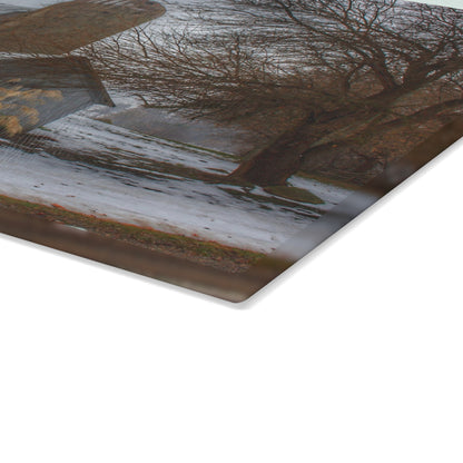 U R There Photography Ludwig Road Greys in the Fog Rustic Farmhouse Tempered-Glass Cutting Board