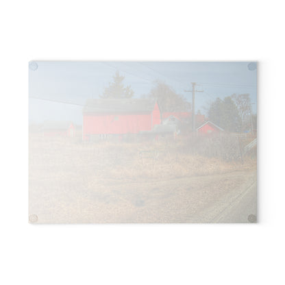 U R There Photography West Brown Road Red Rustic Farmhouse Tempered-Glass Cutting Board