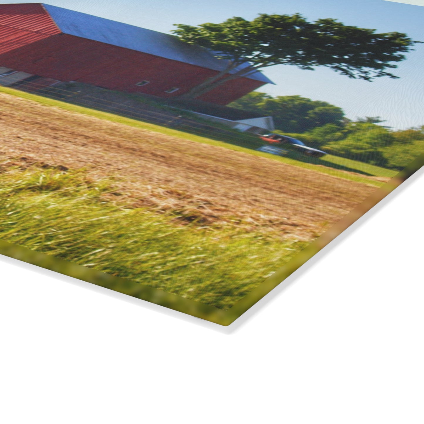 U R There Photography Morris Road Red Rustic Farmhouse Tempered-Glass Cutting Board