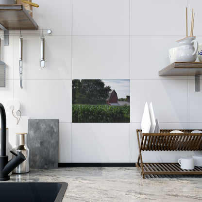 U R There Photography Above the Corn on Piersonville Road III Rustic Farmhouse Decorative Ceramic Tile
