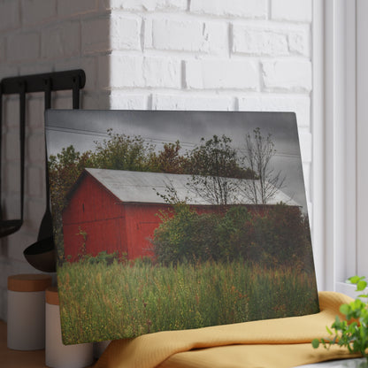 U R There Photography Willard Road Red I Rustic Farmhouse Tempered-Glass Cutting Board