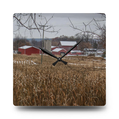 U R There Photography Beyond the Cornfield on Sutton Rustic Farmhouse Acrylic Analog Wall Clock