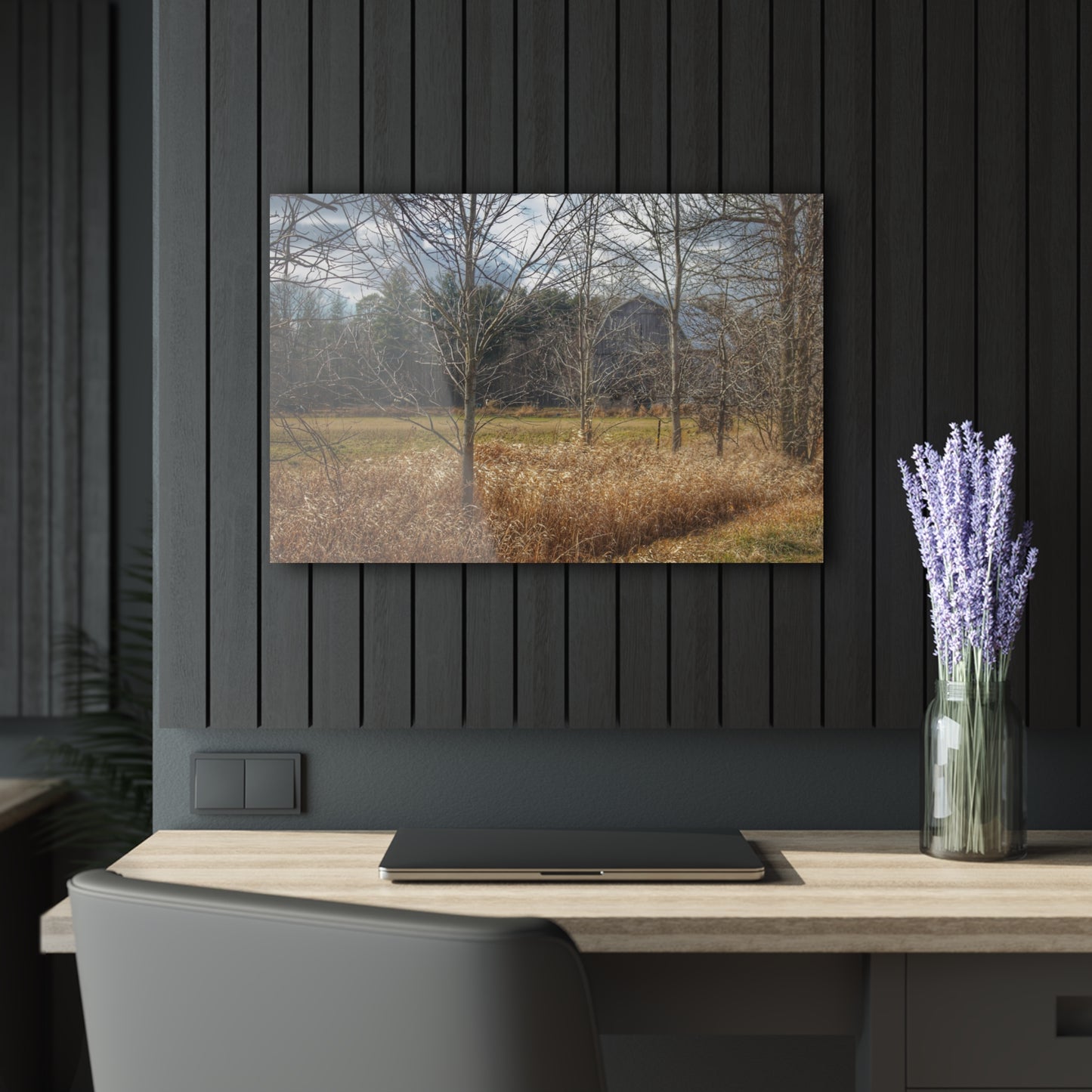 U R There Photography Speaker Road Hidden Grey Rustic Farmhouse Acrylic Wall Print