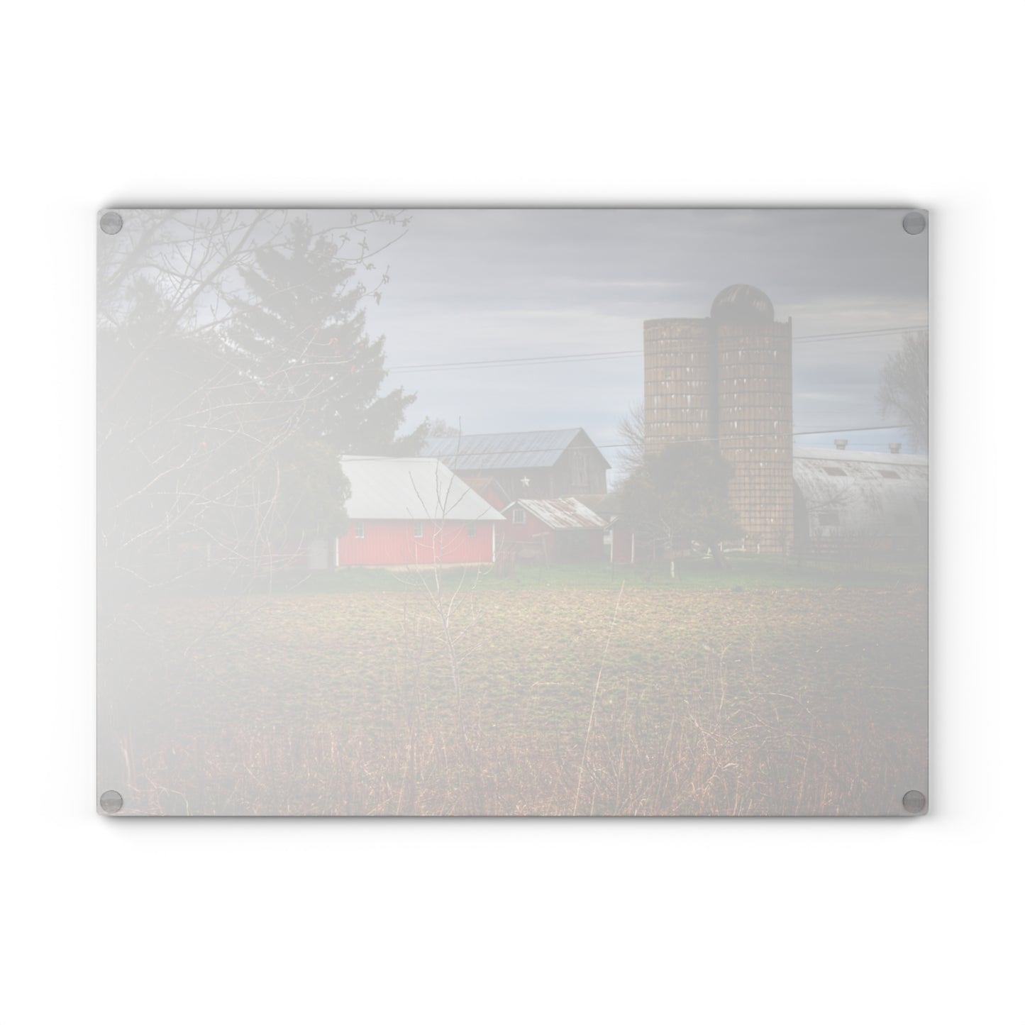 U R There Photography Fostoria Road Greys Rustic Farmhouse Tempered-Glass Cutting Board