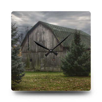 U R There Photography Pero Lake Road Grey I Rustic Farmhouse Acrylic Analog Wall Clock