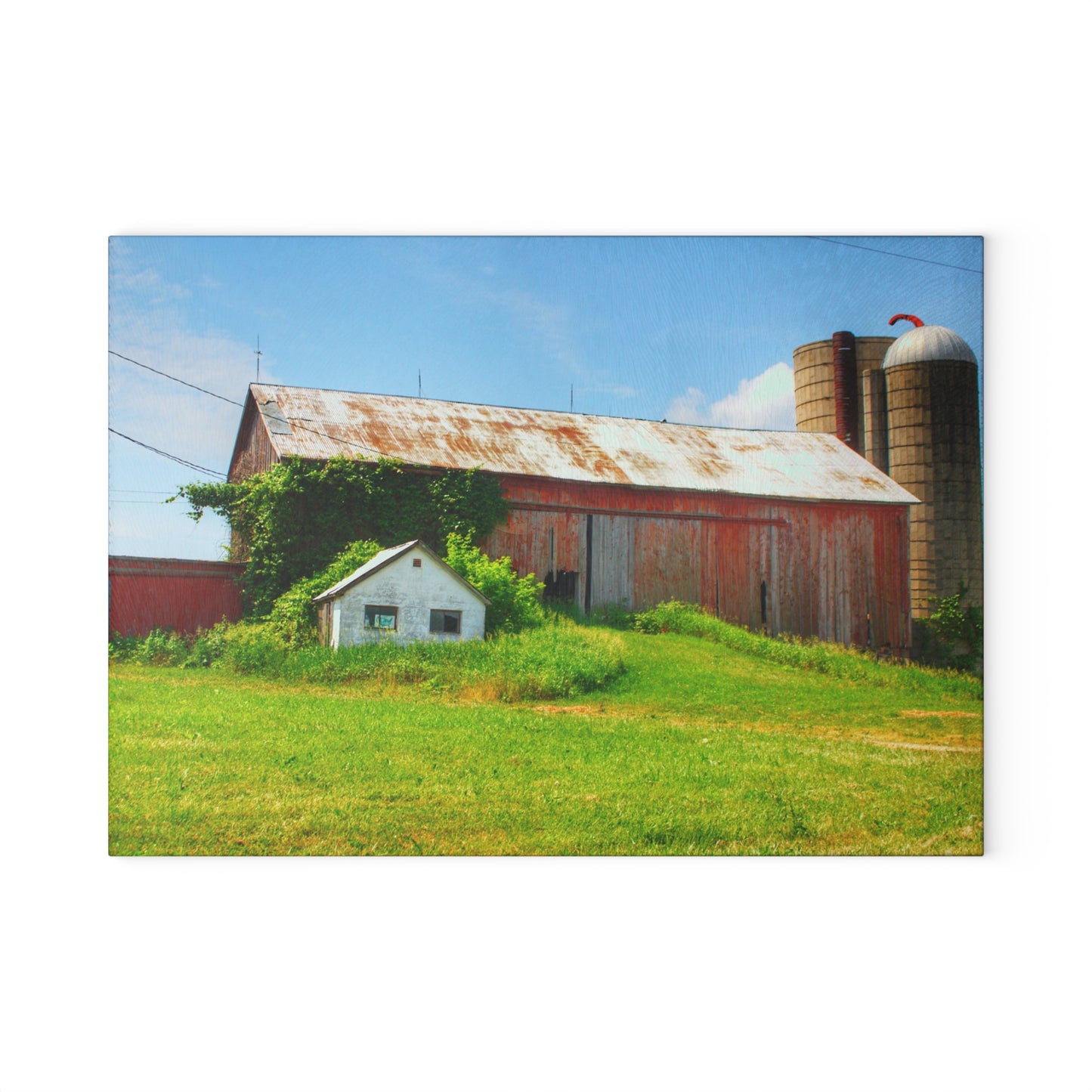 U R There Photography Marlette Red I Rustic Farmhouse Tempered-Glass Cutting Board