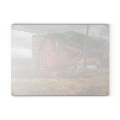 U R There Photography German Road Forgotten Red I Rustic Farmhouse Tempered-Glass Cutting Board