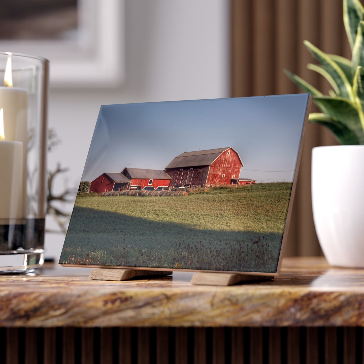 U R There Photography Across the Field in Millington Rustic Farmhouse Decorative Ceramic Tile