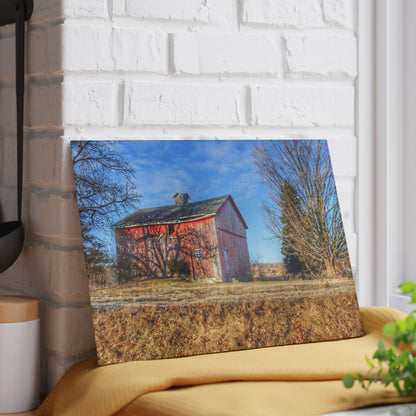 U R There Photography M-24 Barn at the Bend II Rustic Farmhouse Tempered-Glass Cutting Board 8"x 11"