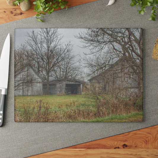 U R There Photography Bowers Road Greys IV Rustic Farmhouse Tempered-Glass Cutting Board