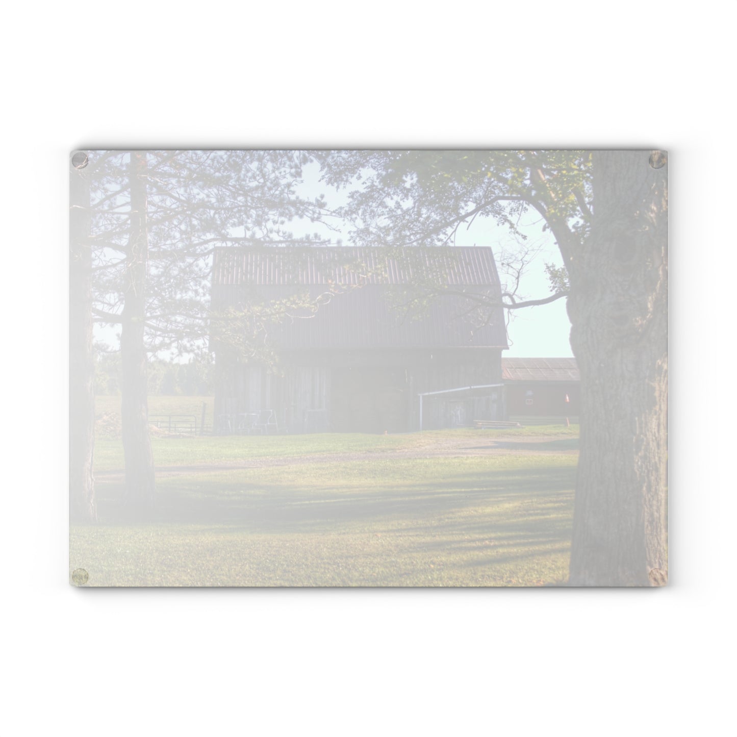 U R There Photography Newark Road Tilted Grey II Rustic Farmhouse Tempered-Glass Cutting Board