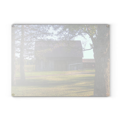 U R There Photography Newark Road Tilted Grey II Rustic Farmhouse Tempered-Glass Cutting Board