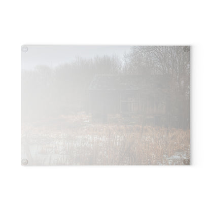 U R There Photography Norway Lake Road Hidden Grey I Rustic Farmhouse Tempered-Glass Cutting Board