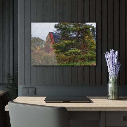 U R There Photography Green Corners Road Hidden Red Rustic Farmhouse Acrylic Wall Print