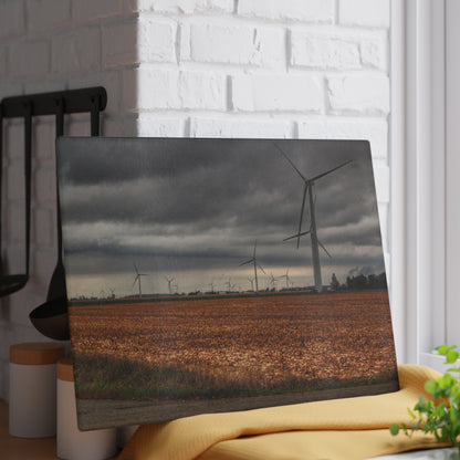 U R There Photography Garner Road Windmills Rustic Farmhouse Tempered-Glass Cutting Board