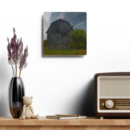 U R There Photography Cat Lake Grey I Rustic Farmhouse Acrylic Analog Wall Clock