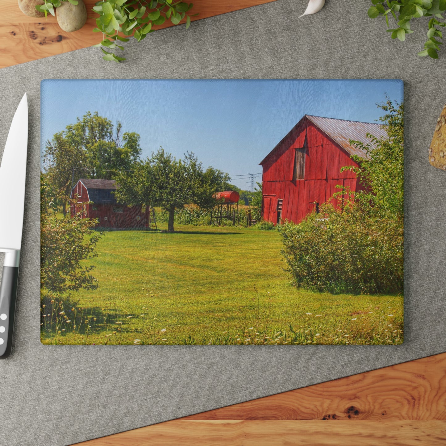 U R There Photography East Farrand Reds Rustic Farmhouse Tempered-Glass Cutting Board