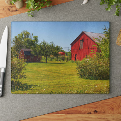 U R There Photography East Farrand Reds Rustic Farmhouse Tempered-Glass Cutting Board