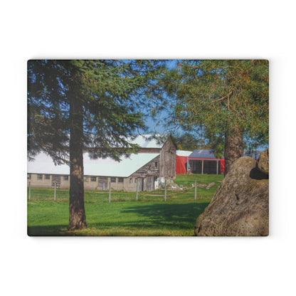 U R There Photography Oakwood Road Old Grey Rustic Farmhouse Tempered-Glass Cutting Board