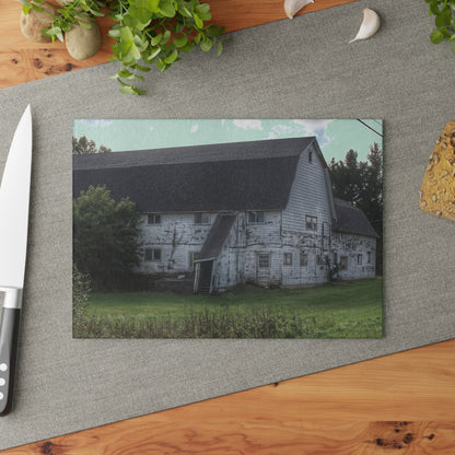 U R There Photography Metamora M-24 White Rustic Farmhouse Tempered-Glass Cutting Board