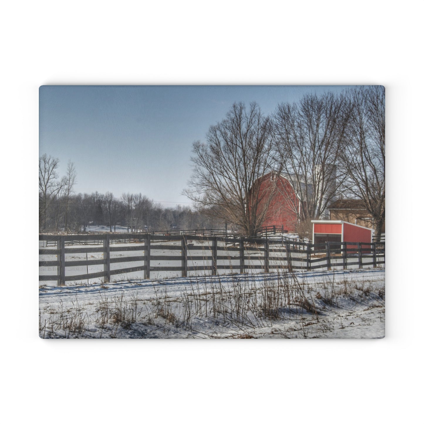 U R There Photography West Lake Road Red I Rustic Farmhouse Tempered-Glass Cutting Board