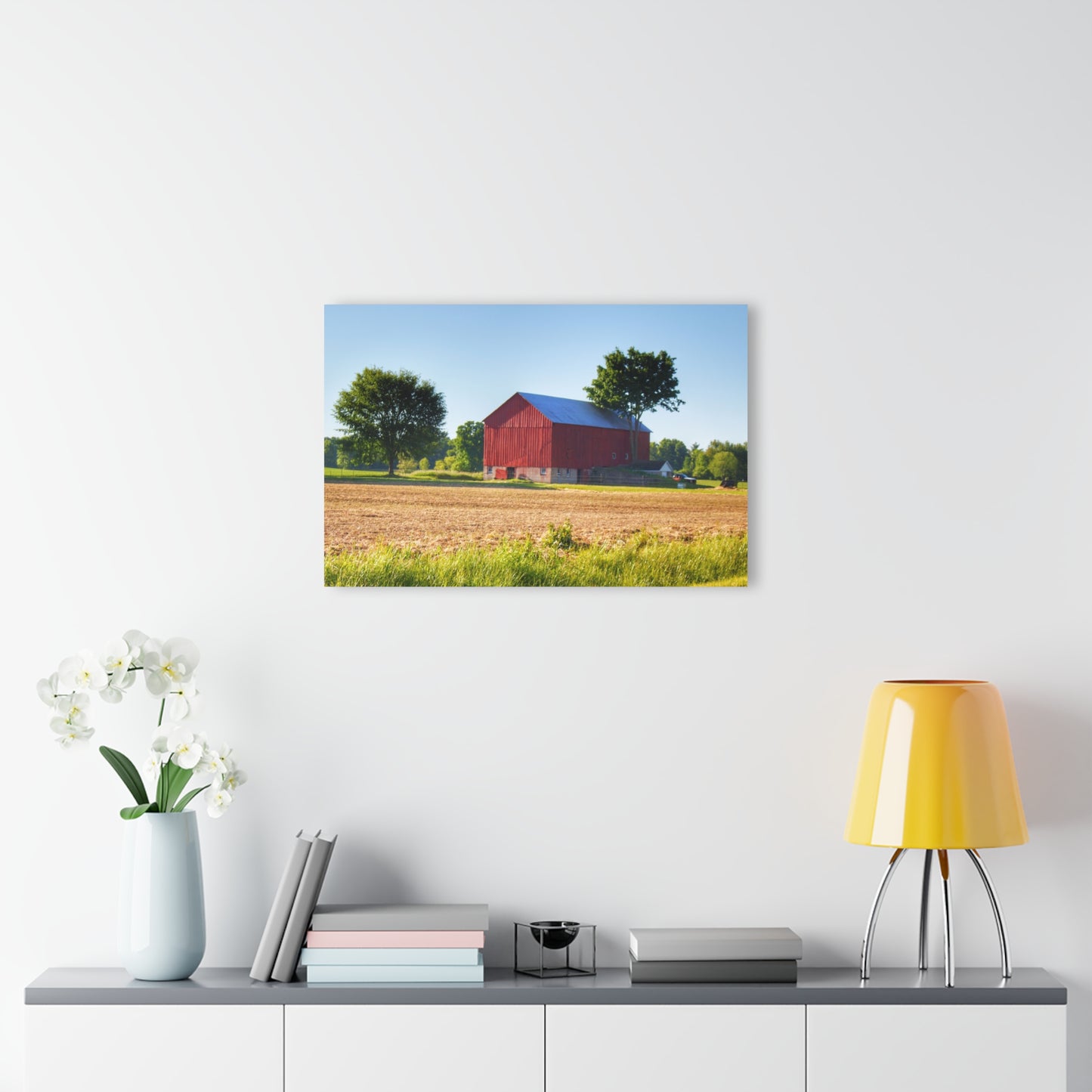 U R There Photography Morris Road Red Rustic Farmhouse Acrylic Wall Print