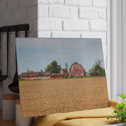 U R There Photography Volz Road Reds Rustic Farmhouse Tempered-Glass Cutting Board