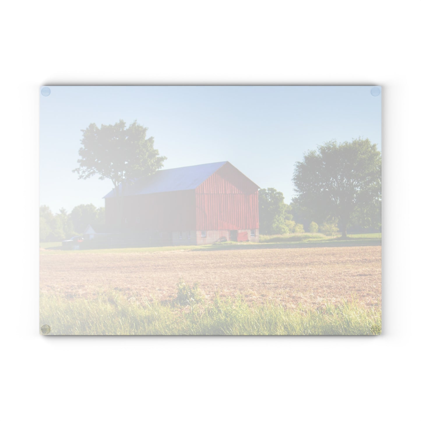 U R There Photography Morris Road Red Rustic Farmhouse Tempered-Glass Cutting Board