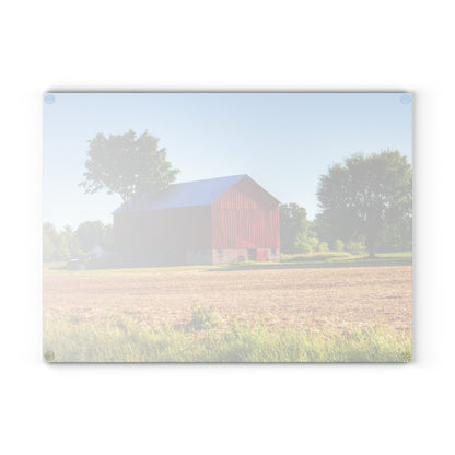 U R There Photography Morris Road Red Rustic Farmhouse Tempered-Glass Cutting Board