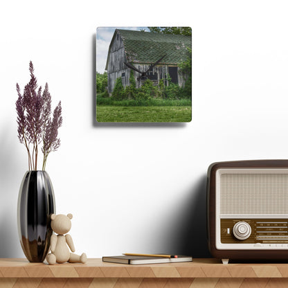 U R There Photography Hunters Creek Forgotten Grey Rustic Farmhouse Acrylic Analog Wall Clock