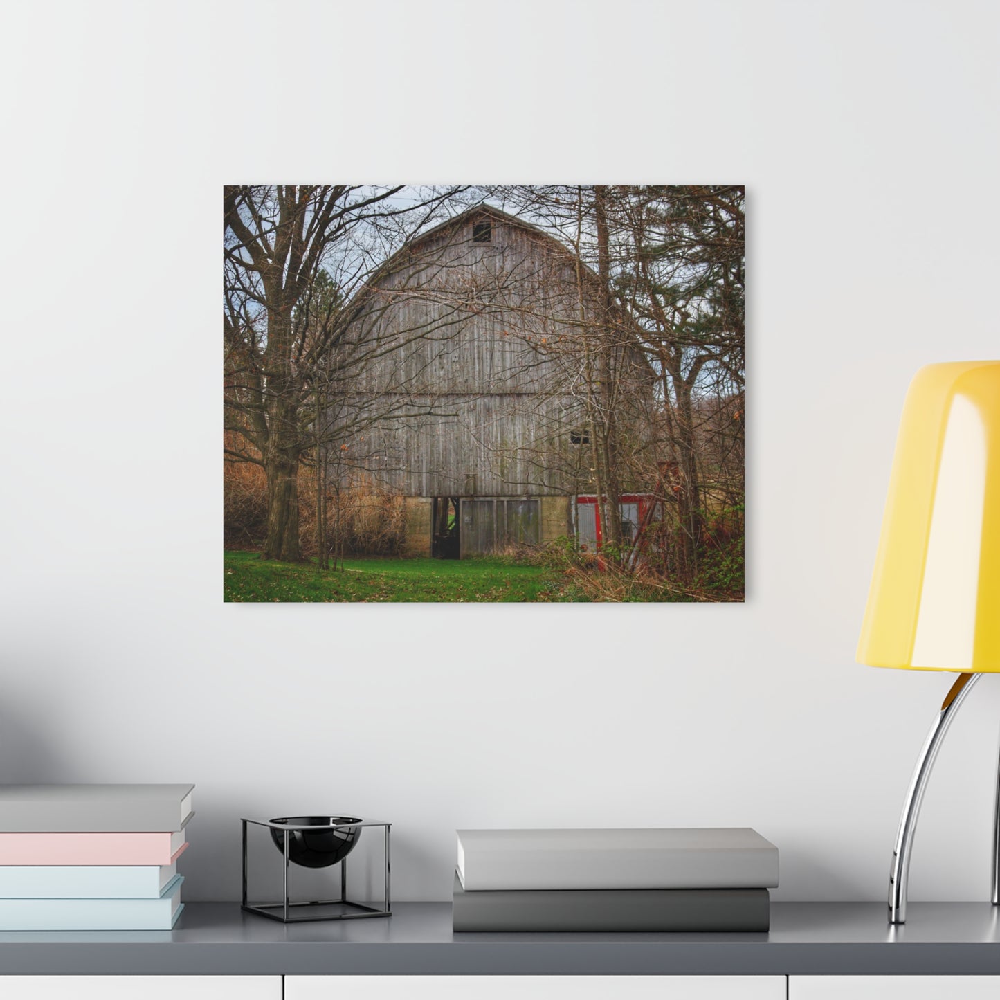 U R There Photography West Murphy Lake Road Grey Rustic Farmhouse Acrylic Wall Print