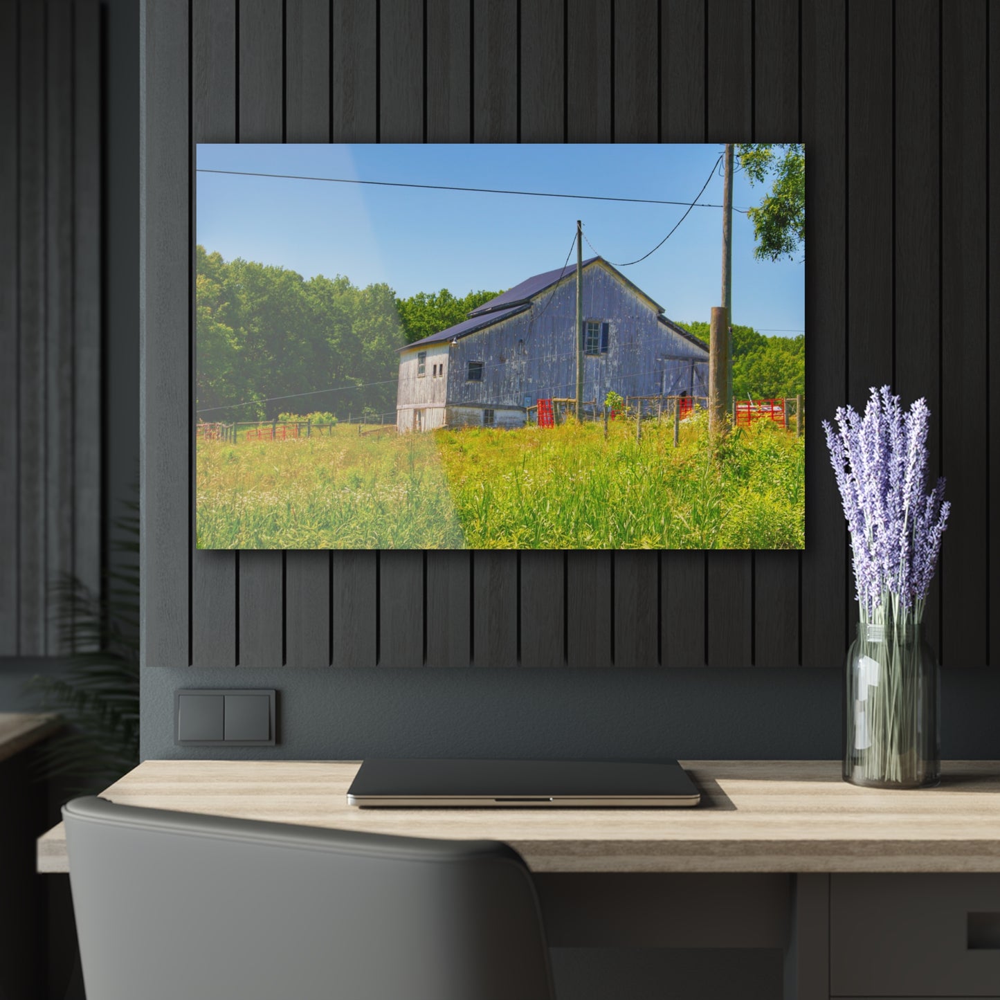 U R There Photography Greenwood Road Whitewash Grey Rustic Farmhouse Acrylic Wall Print