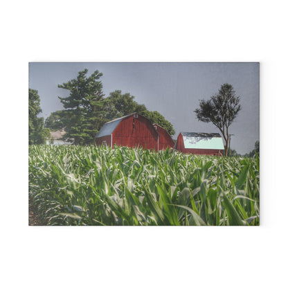 U R There Photography Shoemaker Reds Rustic Farmhouse Tempered-Glass Cutting Board