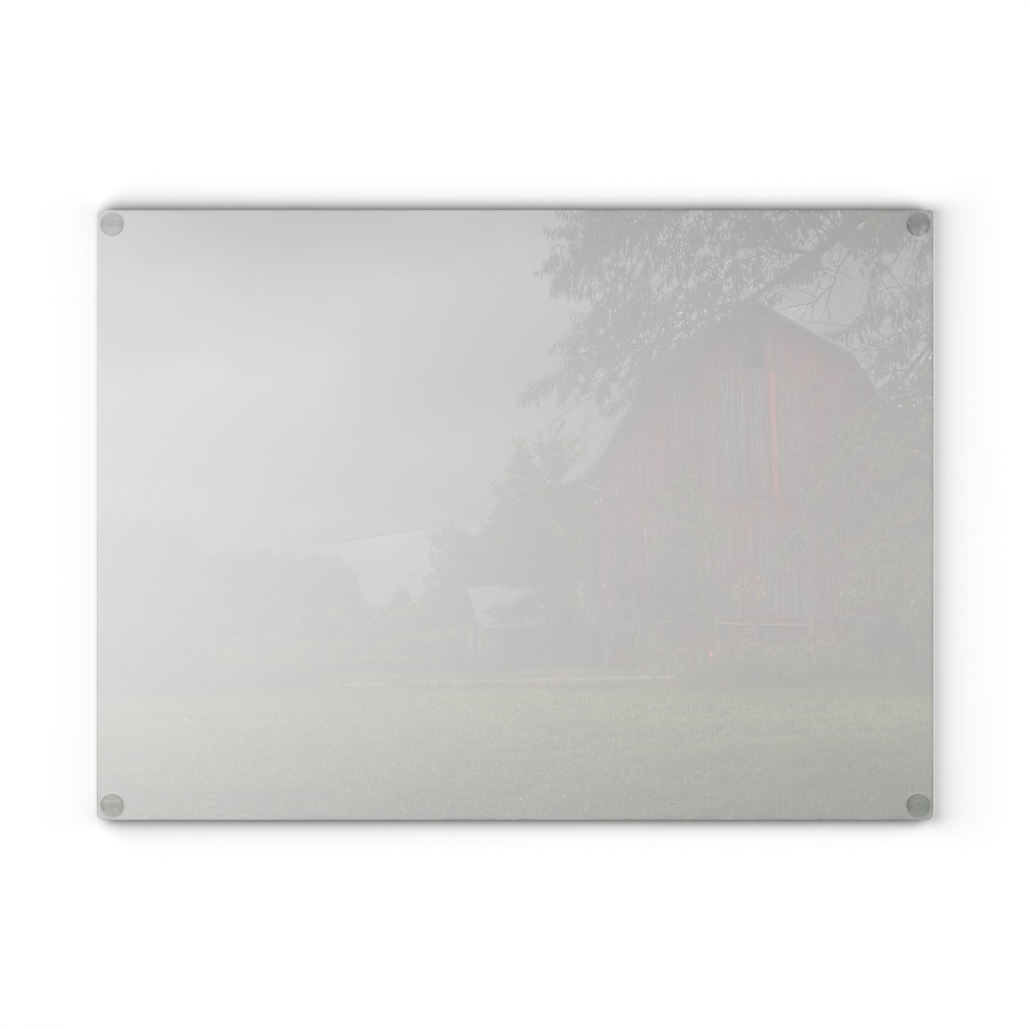 U R There Photography Columbiaville Red and Little Grey Rustic Farmhouse Tempered-Glass Cutting Board