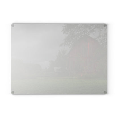 U R There Photography Columbiaville Red and Little Grey Rustic Farmhouse Tempered-Glass Cutting Board