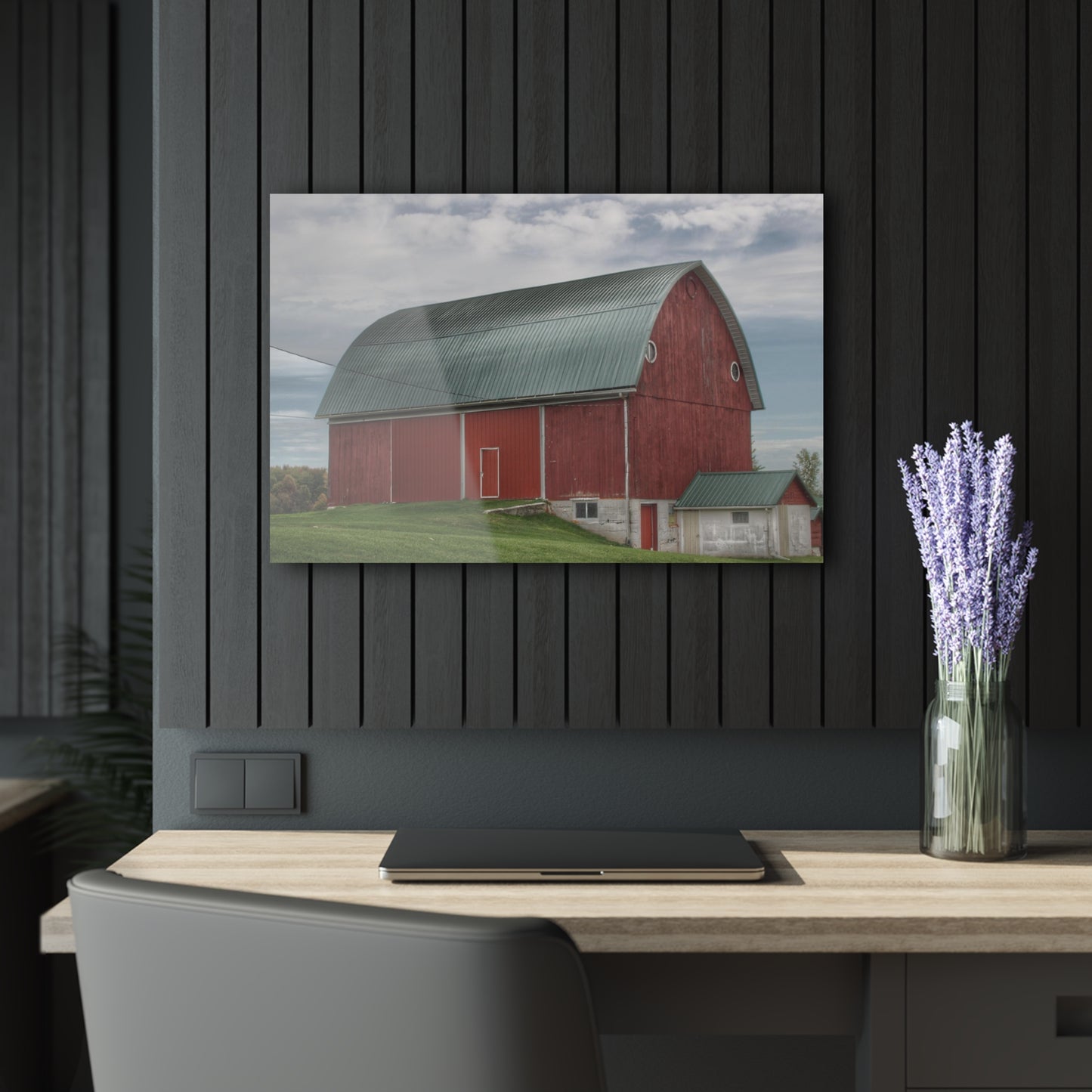 U R There Photography Elmwood Road Red I Rustic Farmhouse Acrylic Wall Print 30″ x 20″ (Horizontal) 0.25''