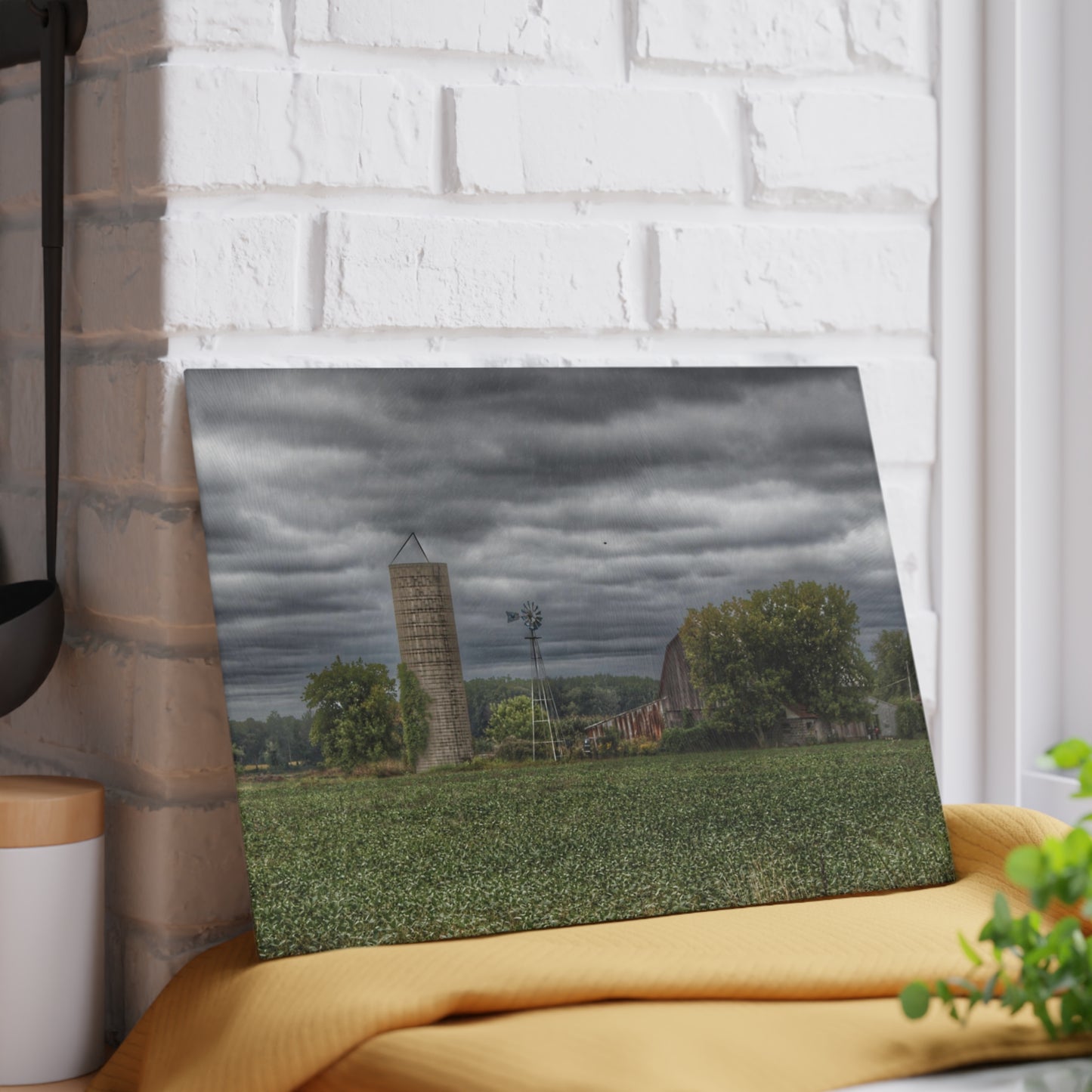 U R There Photography Rider Road Grey Rustic Farmhouse Tempered-Glass Cutting Board