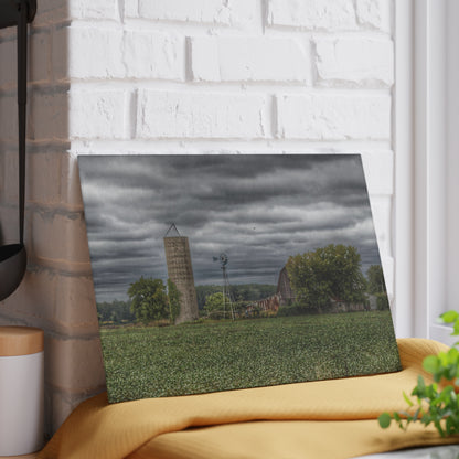 U R There Photography Rider Road Grey Rustic Farmhouse Tempered-Glass Cutting Board
