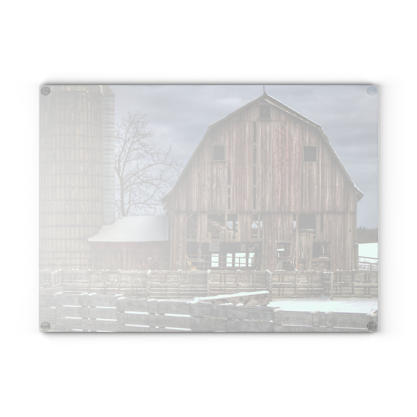 U R There Photography Old Marathon Rustic Farmhouse Tempered-Glass Cutting Board