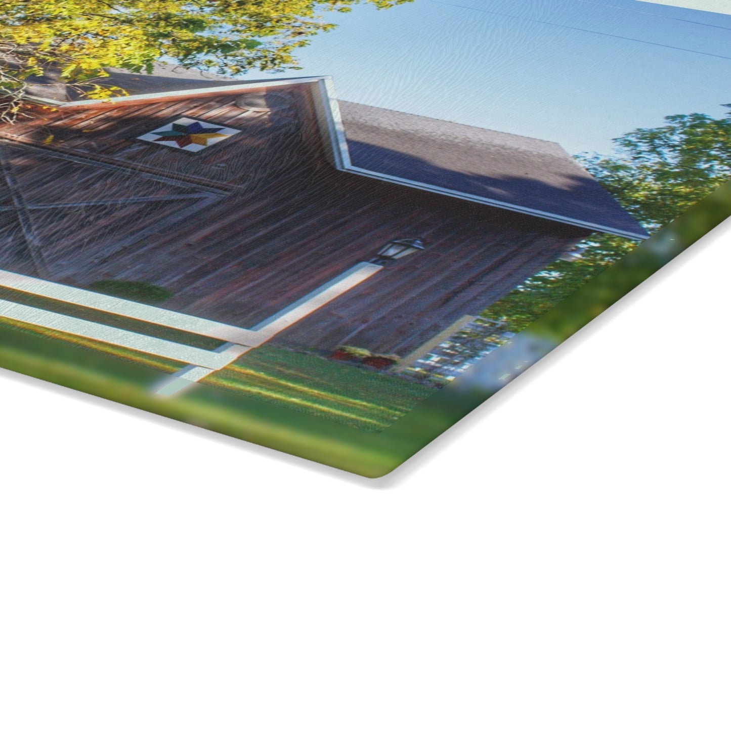 U R There Photography Hunters Creek Quilted I Rustic Farmhouse Tempered-Glass Cutting Board