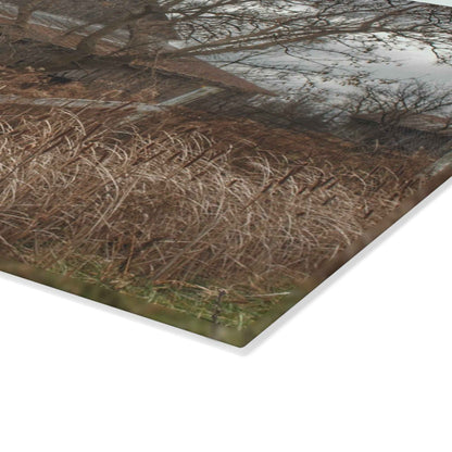 U R There Photography Grey Saltbox Rustic Farmhouse Tempered-Glass Cutting Board