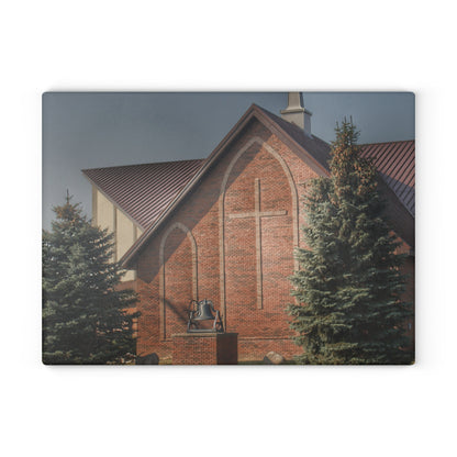 U R There Photography Church on Irish Road Rustic Farmhouse Tempered-Glass Cutting Board