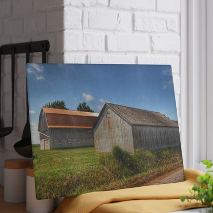 U R There Photography Copper Greys Rustic Farmhouse Tempered-Glass Cutting Board