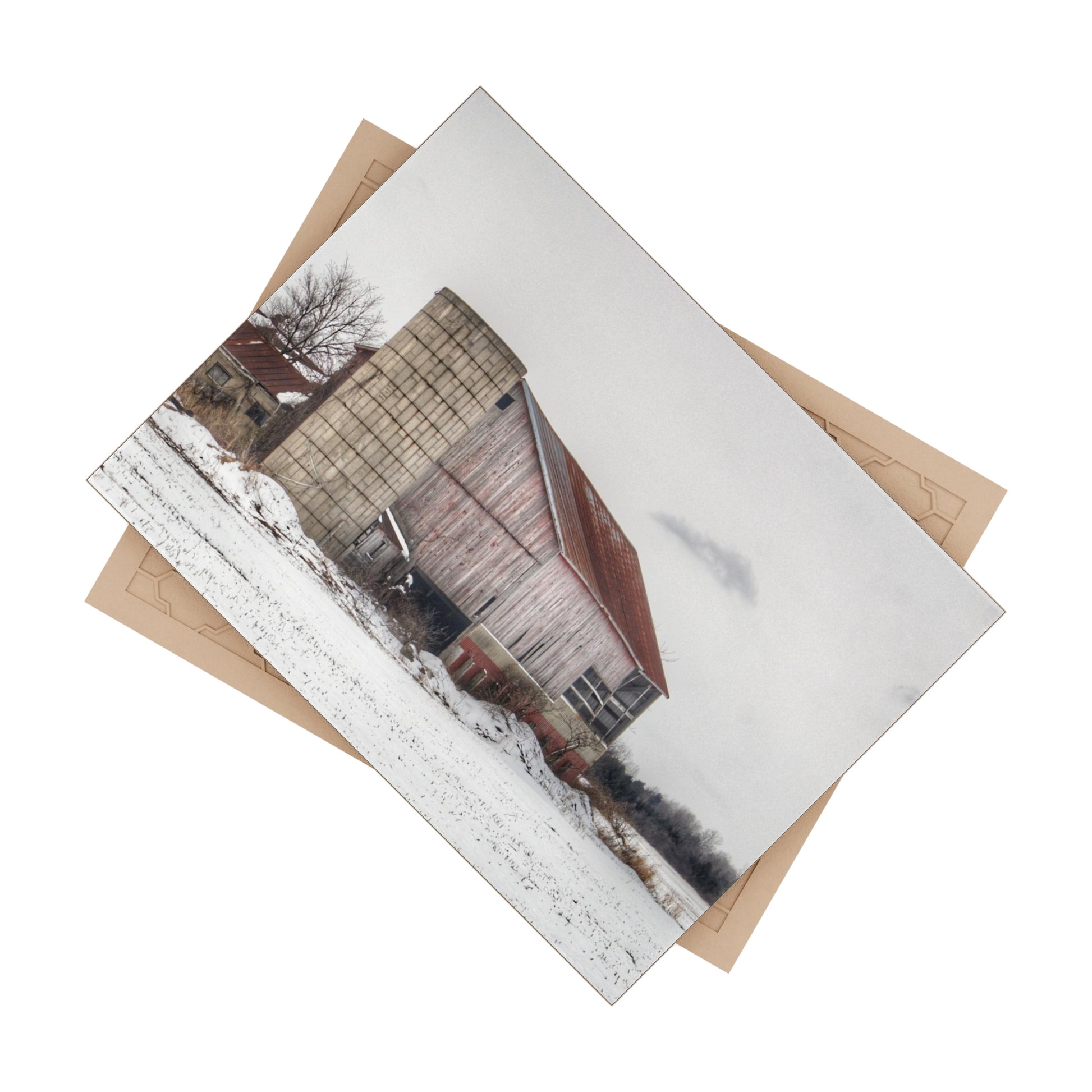 U R There Photography Babcock Road Grey Rustic Farmhouse Decorative Ceramic Tile 6" × 8" Glossy