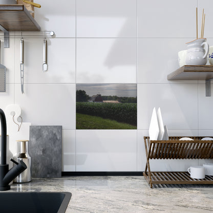 U R There Photography Above the Corn on Piersonville Road II Rustic Farmhouse Decorative Ceramic Tile