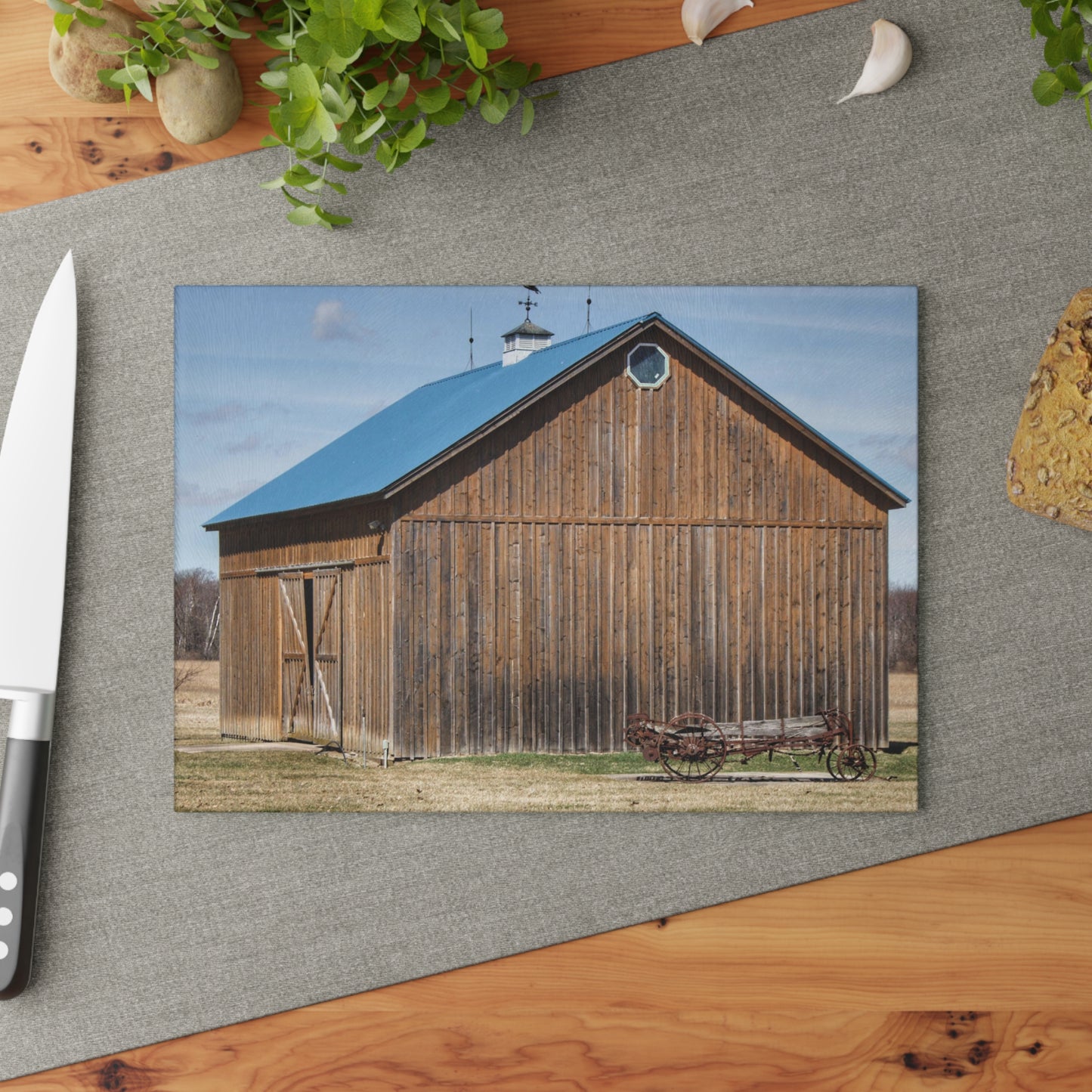 U R There Photography Barn and Buggy Rustic Farmhouse Tempered-Glass Cutting Board