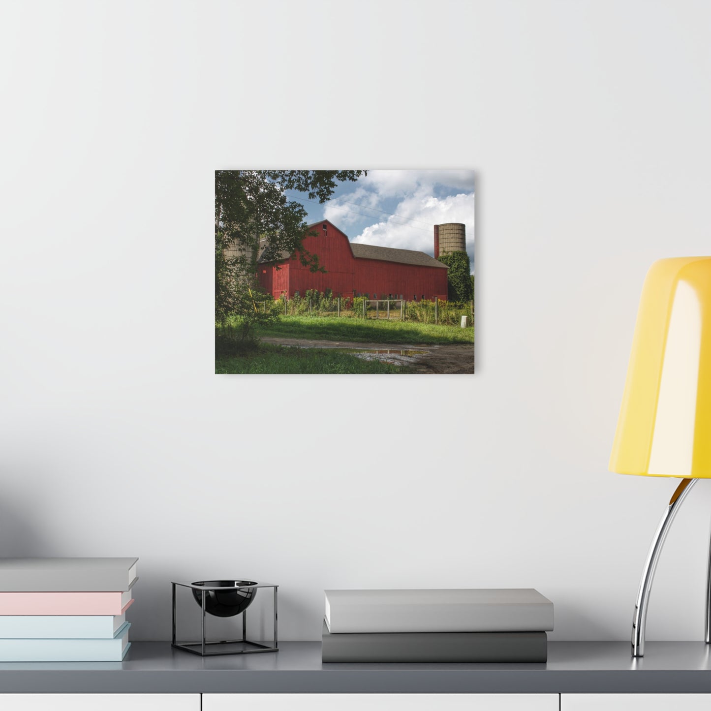 U R There Photography Metamora Road Red Rustic Farmhouse Acrylic Wall Print